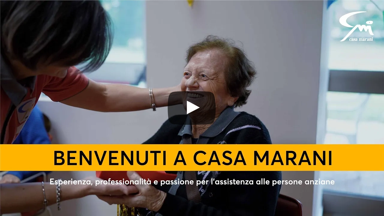 Copertina video Benvenuti a Casa Marani con anziana che sorride